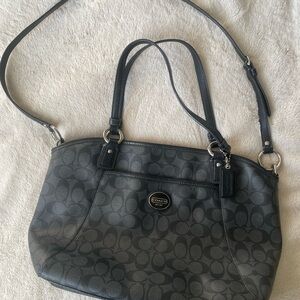 Coach Black & Gray Peyton Signature XLarge Pocket Tote and Coach wallet